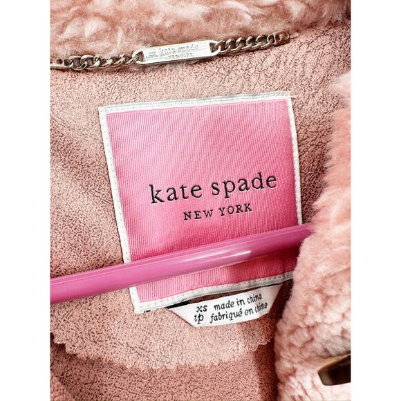 Kate Spade Faux Fur Trim Peony Pink Teddy Anorak Coat Size XS NWT - Picture 4 of 6